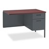 Hon Desk Return, 24" D X 42" W X 29.5" H, Mahogany/Charcoal, Metal HP3235R.N.S
